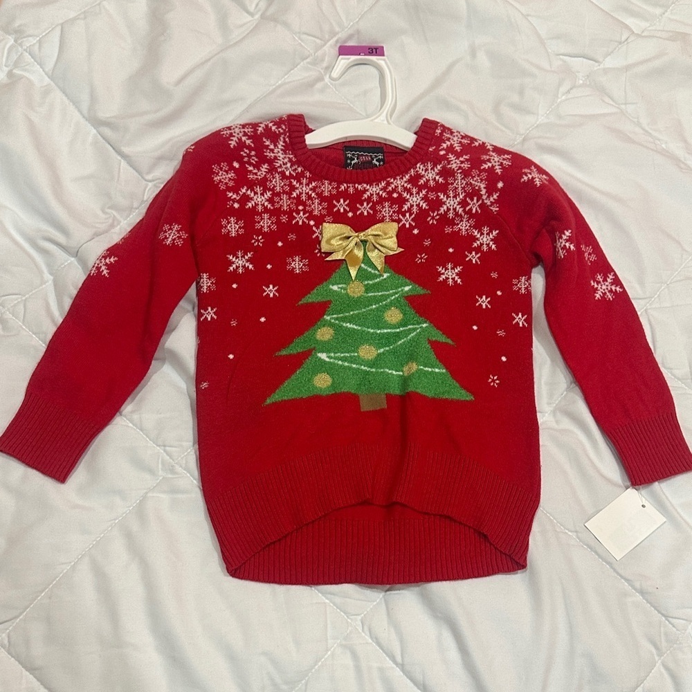 NEW Festive Red Christmas Tree Sweater for Kids size 3T